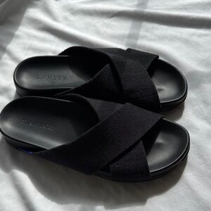 Rothy's The Weekend Slide Elegant Black Cross-Strap Size 8